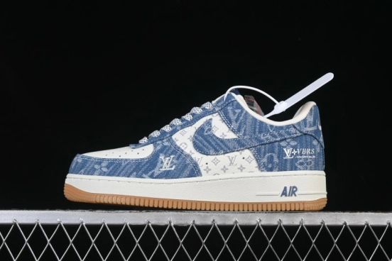 Nike Air Force 1'07 Low LV Collaboration White Denim Blue Casual Sneakers - YF9511-815