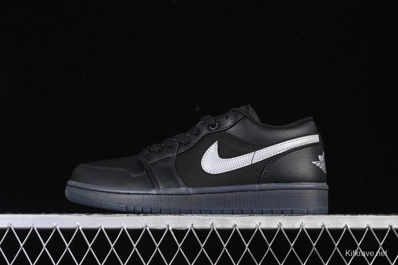 Nike Air Jordan 1 Low AJ1 Black White Canvas Patch Low Top Casual Basketball Shoes - HV5968-001