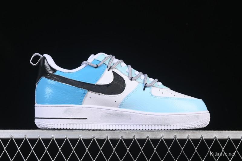 Nike Air Force 1'07 Low Hand-drawn Graffiti Electric Blue Tone Casual Sneakers - FB8917-300
