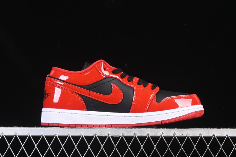 Nike Air Jordan 1 Low AJ1 Patent Leather Black Red Low-Top Casual Sneakers HV4089-006