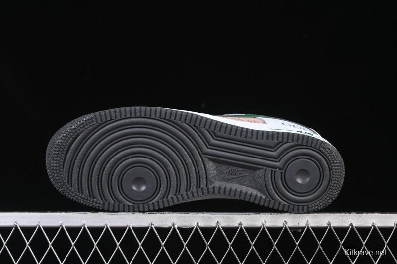 Nike Air Force 1 '07 Low Gucci Collaboration Pattern Grass Green Casual Sneakers - AH8462-004