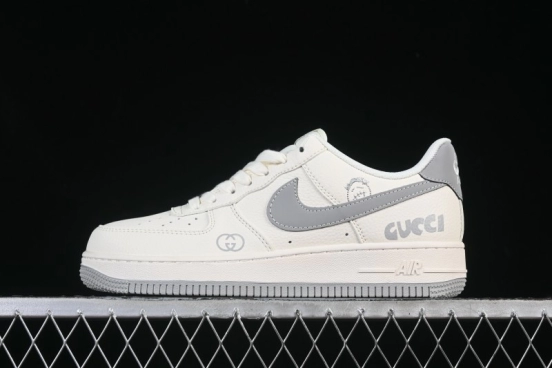 Nike Air Force 1 '07 Low Gucci Collaboration Ghost Face Beige Gray Casual Sneakers - QW5836-024