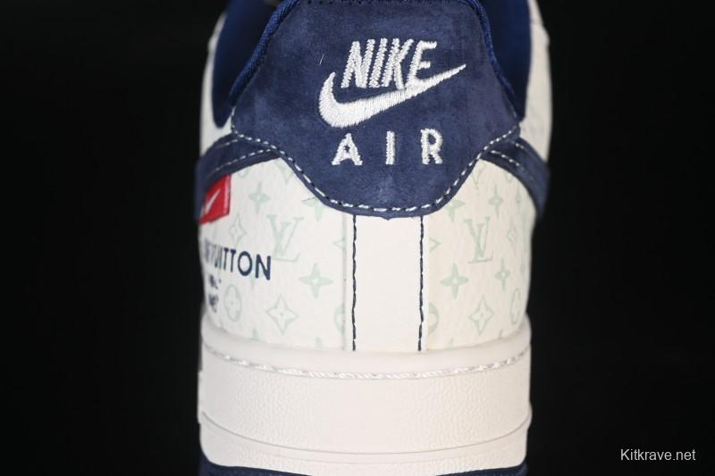 Nike Air Force 1 '07 Low LV Collaboration Print Light Blue Swoosh Casual Sneakers - MZ9588-817
