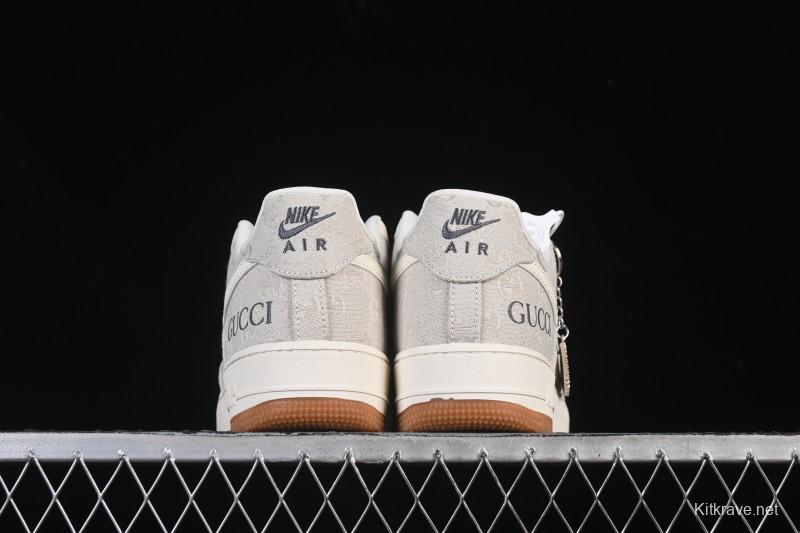Nike Air Force 1 '07 Low Gucci Collaboration Smoke Grey Gum Low-Top Casual Sneakers - DK0188-084