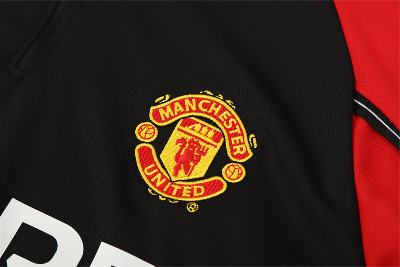 Retro 98/99 Manchester United Black Half Zipper Jacket