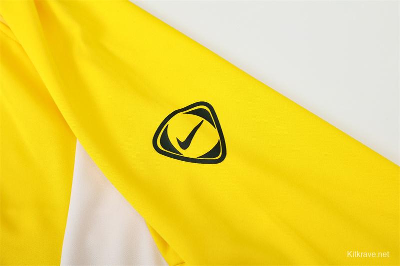 2002 Brazil Yellow Half Zipper Jacket+Long Pants