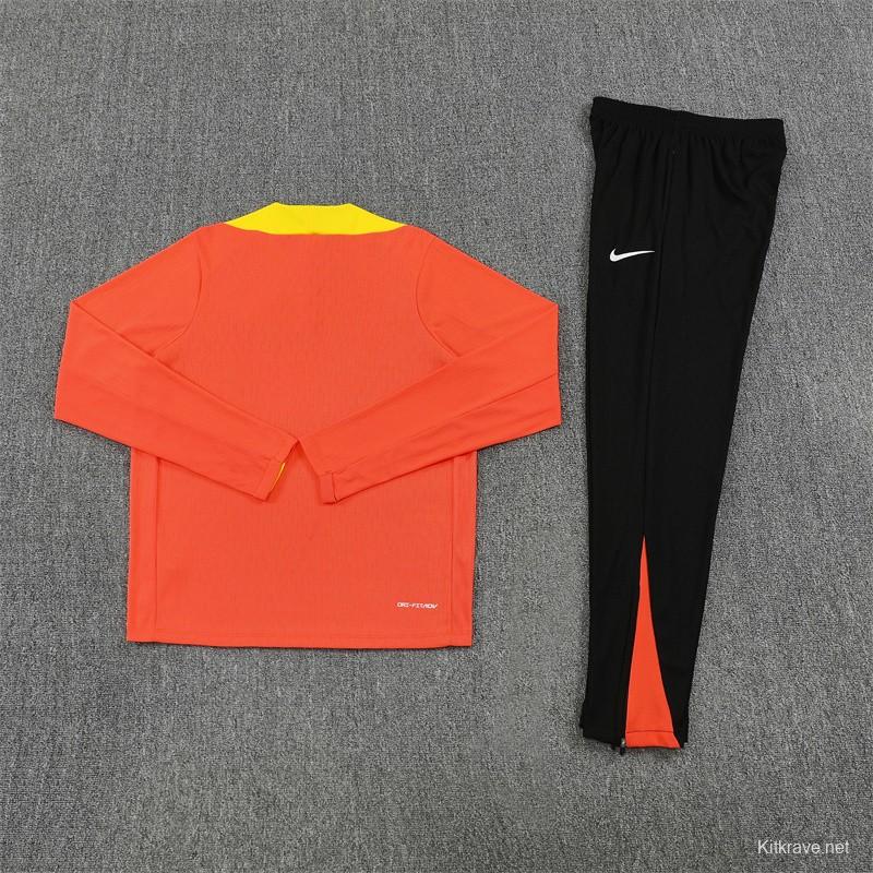 Player Version 25/26 Brazil Orange Half Zipper Jacket+Long Pants