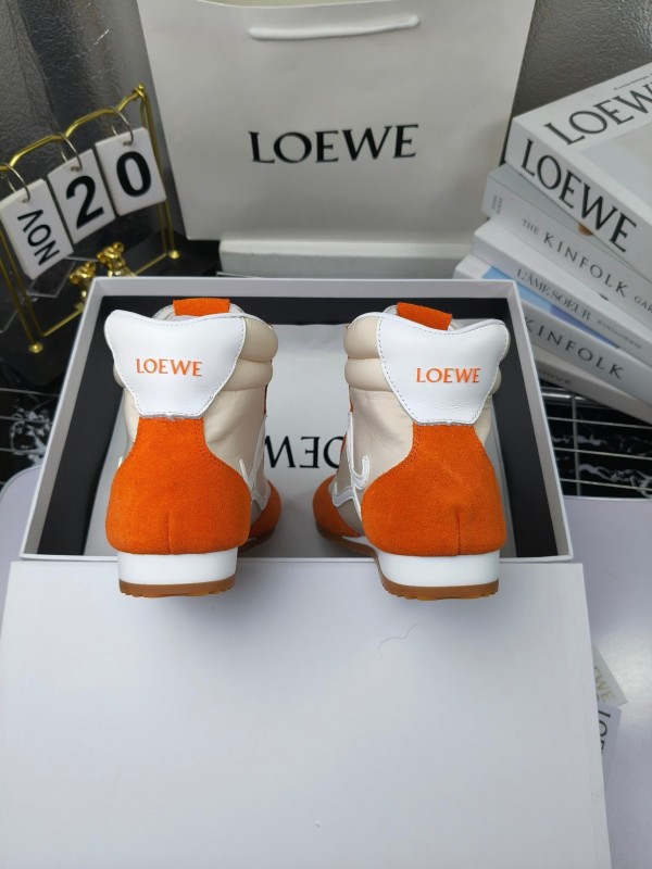 LOEWE High-Top German Training Sneakers Retro Fashion Casual White Shoes - LY00330