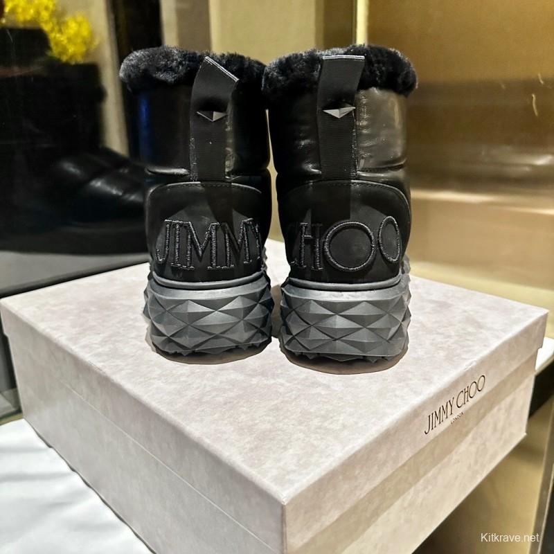 JIMMY CHOO 2025 SS Casual White Sneakers with Genuine Wool Snow Boots - LY00340