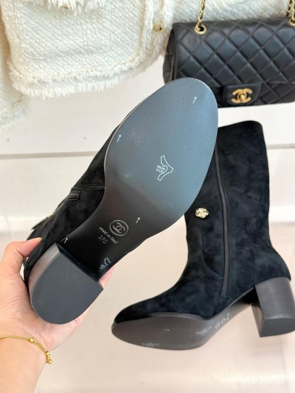 Chanel 2025/SS 25K Double C Metal Buckle High Heel Boots - KFY00530