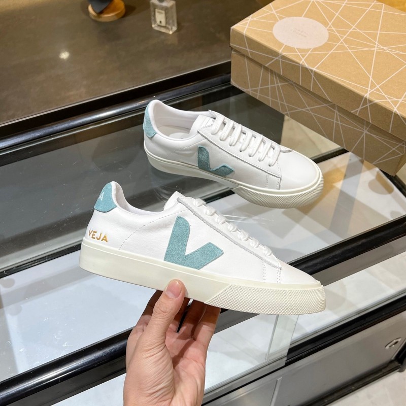 VEJA Classic White Sneakers V Logo Lace-Up Retro Flat Platform Casual Sports Shoes - LY00220