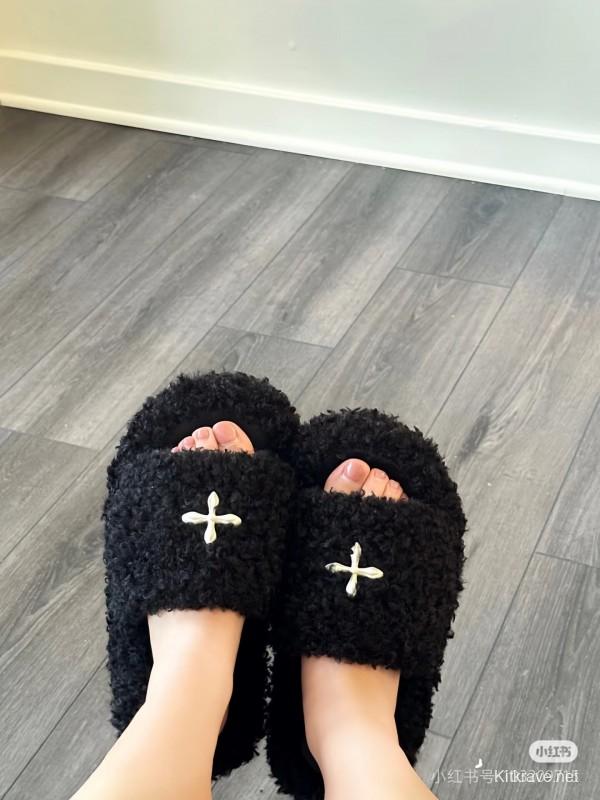 SMFK 2025/SS Fur Mule Sandals Latest Popular Cross Pattern - KFY00230