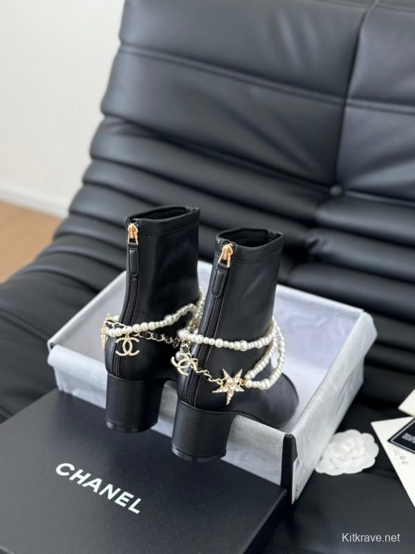 Chanel Pearl Collection Mary Jane Short Boots - LY00360