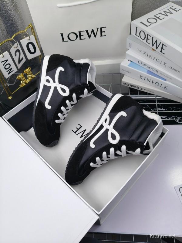 LOEWE High-Top German Training Sneakers Retro Fashion Casual White Shoes - LY00330