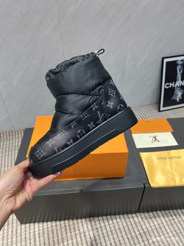 Louis Vuitton Fall/Winter 2025 Snow Boots Series Round Toe Thick Sole Down-Filled Snow Boots - KFY00310
