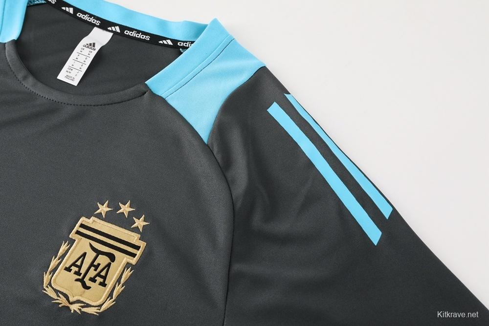 2025 Argentina Dark Gray Short Sleeve+Soccer Shorts