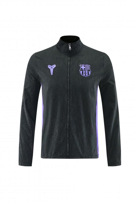 25/26 Barcelona Black S-3XL Half Zipper Jacket+Long Pants