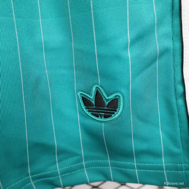 25/26 Liverpool Adidas Original Green with Teal Pinstripes Shorts