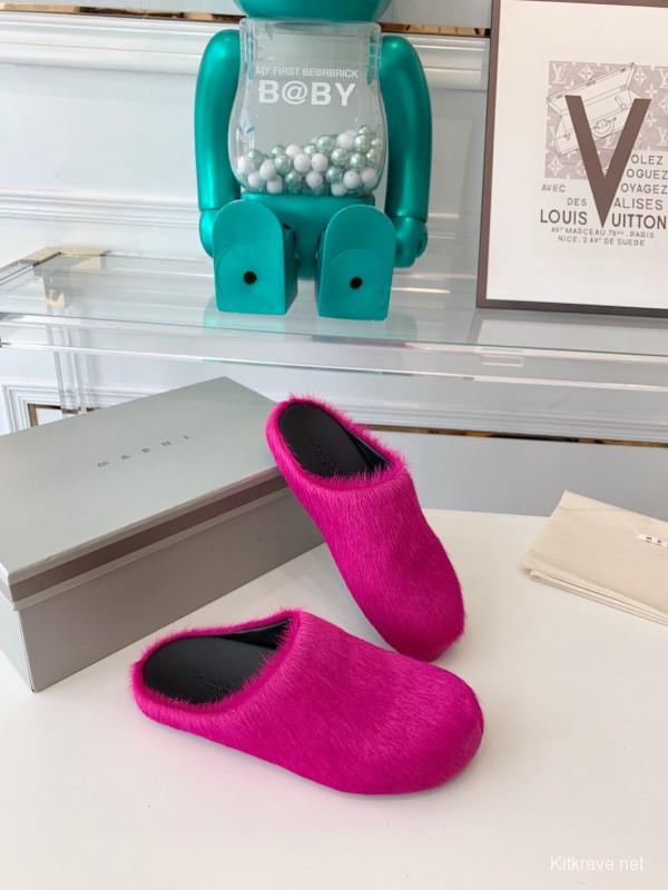 Marni 2025/SS Mule Shoes with Pony Hair Design - LY00
