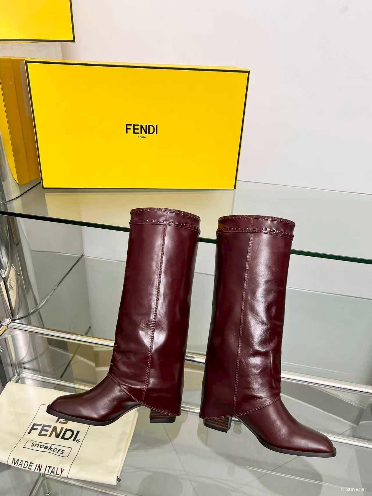FENDI 2025 SS Wide Leg Boots with Block Heel - LY00510