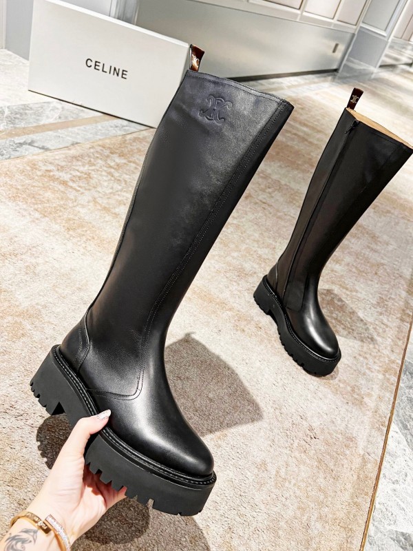 Celine 2025/ss Triomphe Side Zipper Knee High Boots - L Y00420