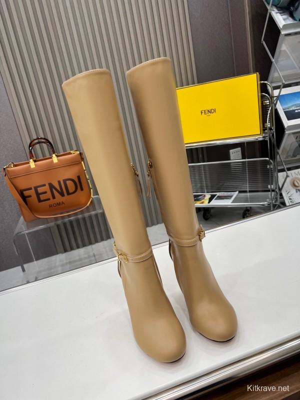 FENDI Delfina Round Toe Boots with FF Buckle - LY00520