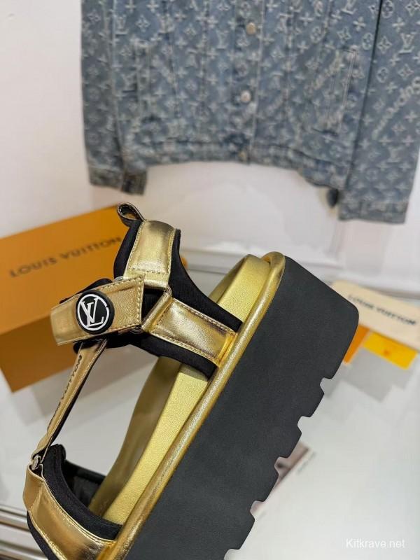 Louis Vuitton 2025/SS Latest High-End Fashion Versatile Sandals with Thick Sole Heightening and Slimming Effect - LY00
