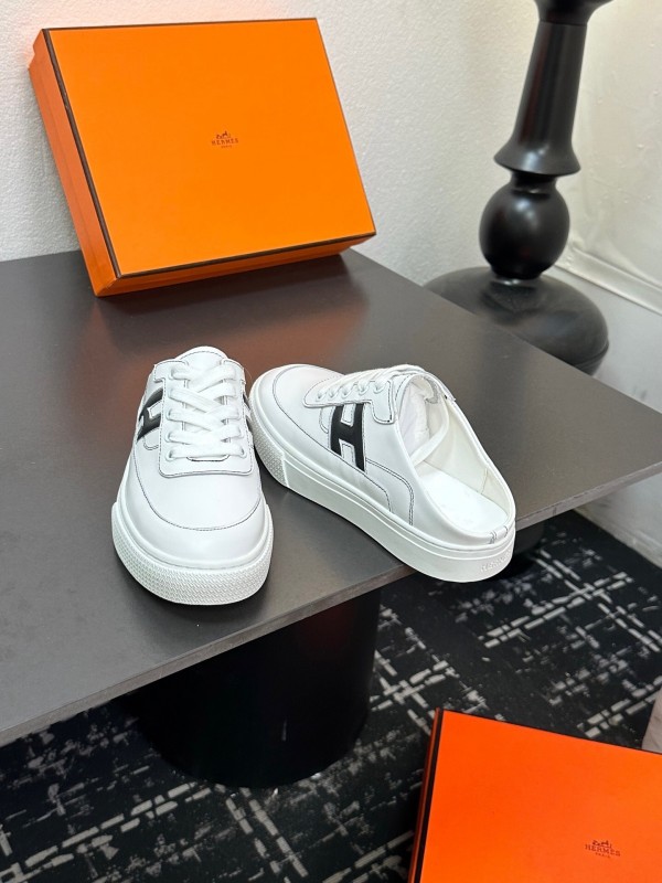 Hermès Deep Series Couple White Sneakers Casual Skate Shoes - AS00320