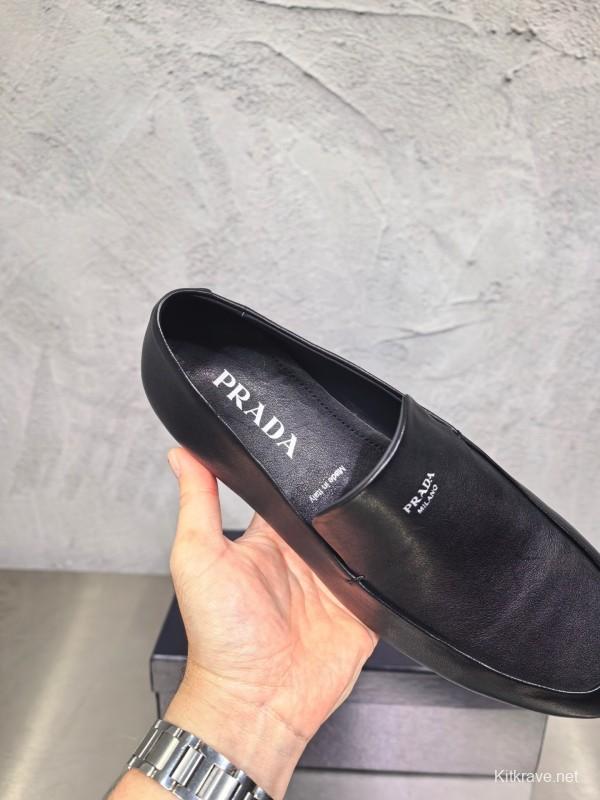 Prada Shuffle Monk Loafers Classic Retro Men's Leather Shoes - AS00380