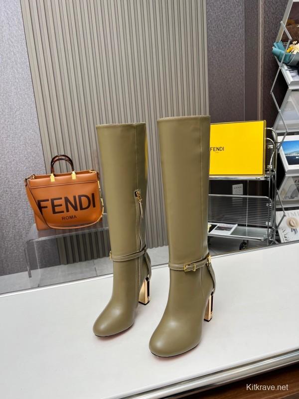 FENDI Delfina Round Toe Boots with FF Buckle - LY00520