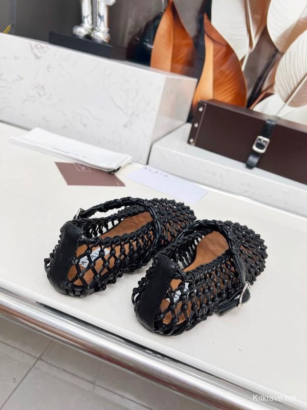 Alaia 2025SS Handwoven Ballet Dance Shoes with Inner Height Increase - LY00280