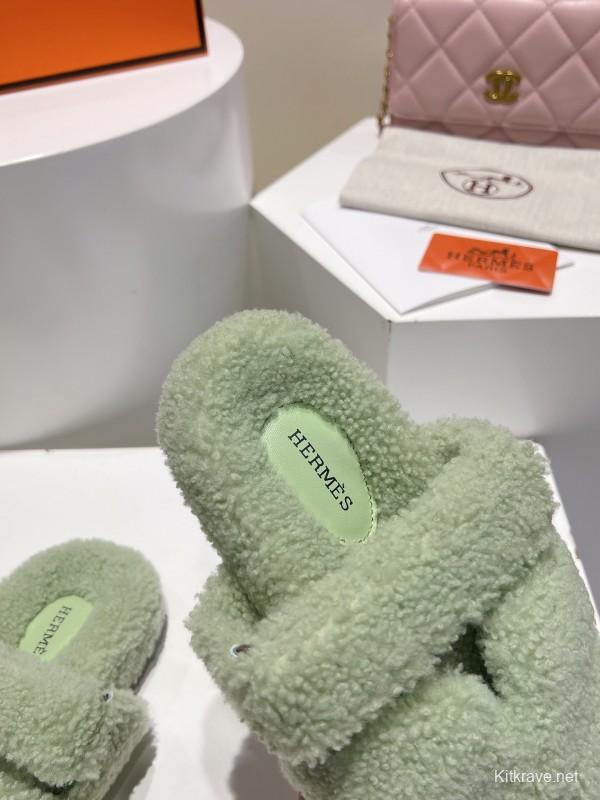 H Love Uncle Full Fur Slippers with Granular Fur Texture - LY00300