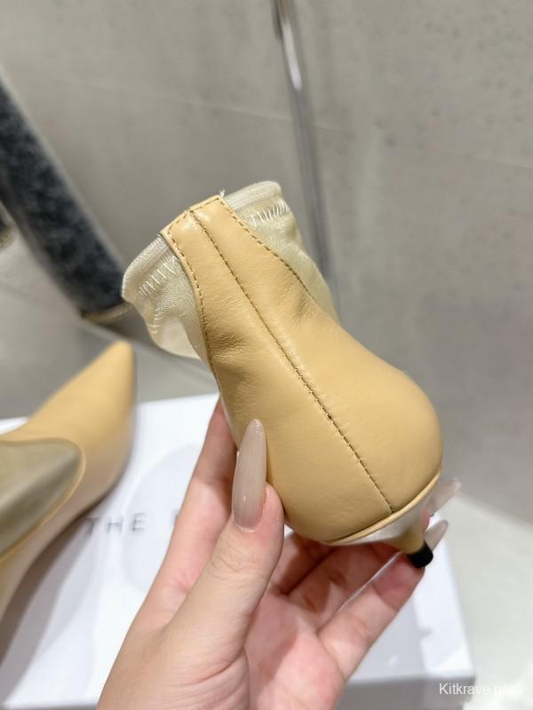 THEROW 2025SS French Retro Minimalist Mesh Kitten Heel Sandals - KFY00320