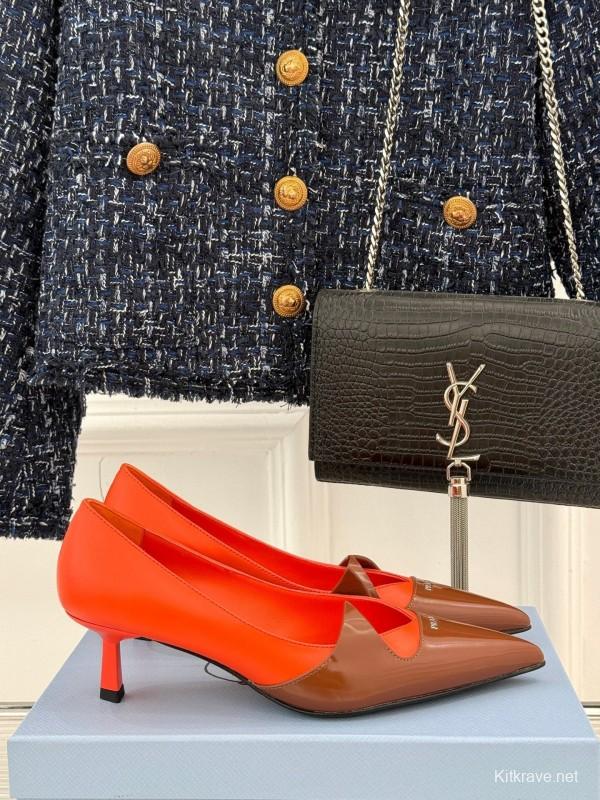 PRADA 2025/SS Catwalk Pointed Toe Kitten Heel Single Shoes - KFY00310