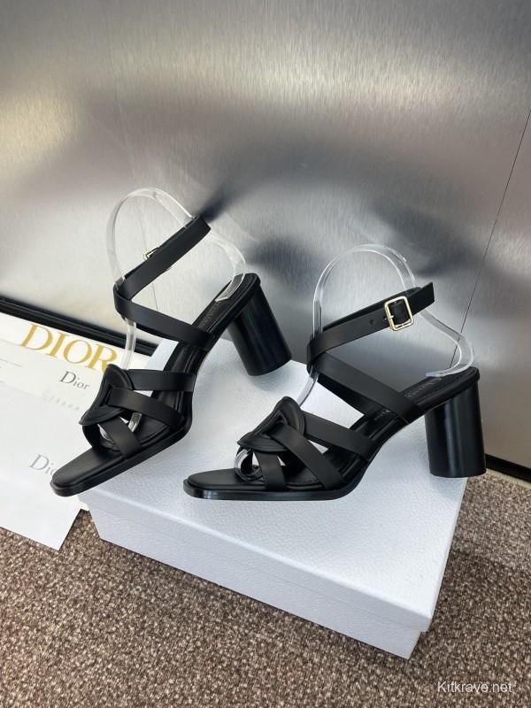 Dior D-Club Jelly Color Hollow Layered Cross Strap High Heel Women's Shoes - KFY00290