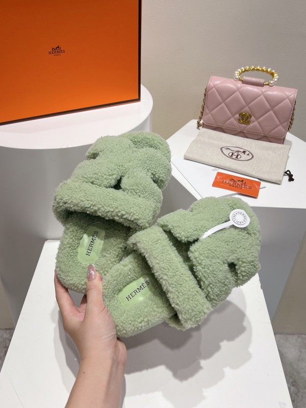 H Love Uncle Full Fur Slippers with Granular Fur Texture - LY00300