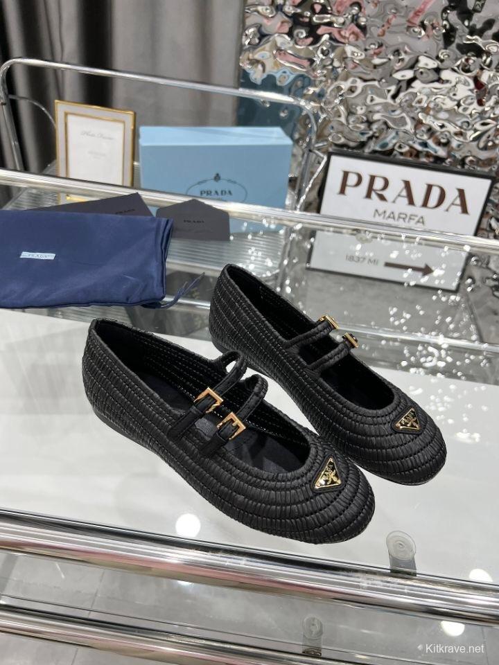 Prada Summer New Raffia Ballet Flats - KFY00340
