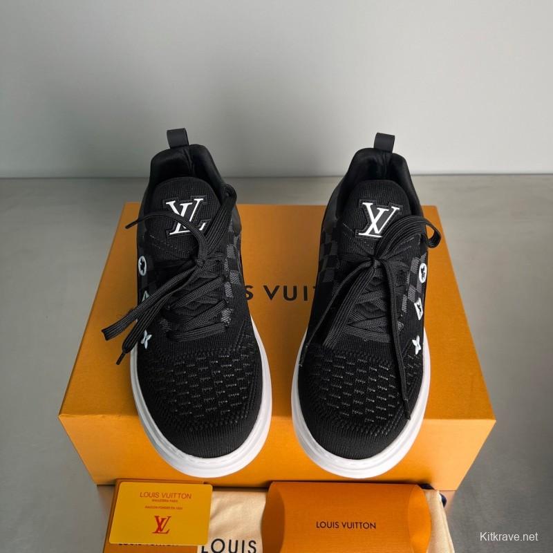 Louis Vuitton Beverly Hills Monogram Knit Sneakers with Imported IP Foam Sole - YC