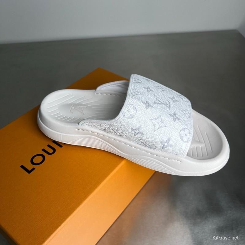 Louis Vuitton Miami Mule Slippers with Hook and Loop Closure - YC