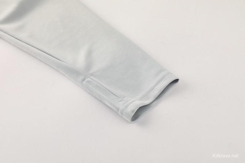 25/26  Adidas Light Grey Full zipper Jacket Tracksuit+ long pants