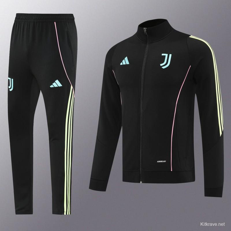 25/26  Juventus Black  Full zipper Jacket Tracksuit+ long pants