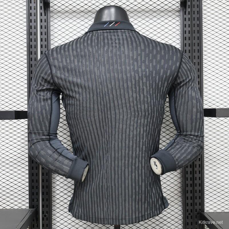 Player Version PSG 25/26 Paris Saint-Germain Black with Grey  Long Sleeve Jersey