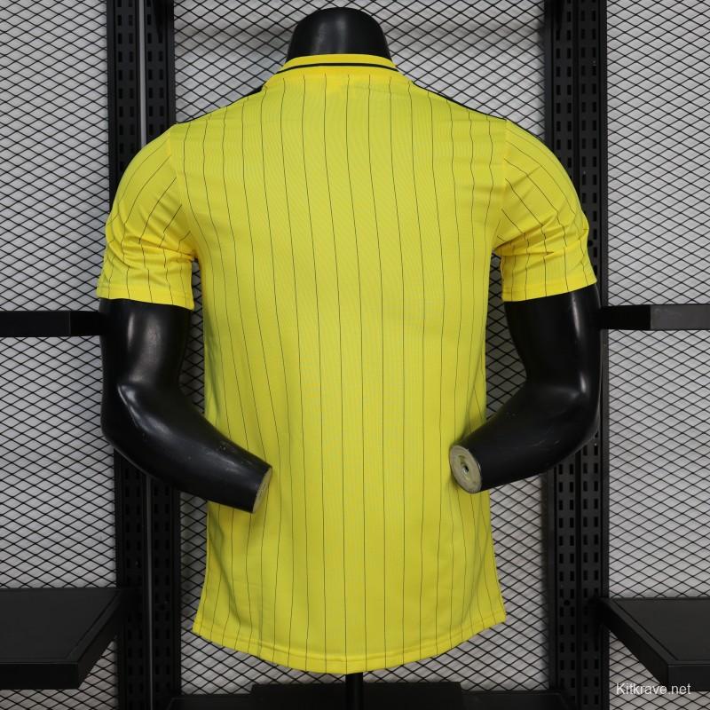 25/26 Player Version Al Nassr FC Yellow with Thin Black Pinstripes Jersey