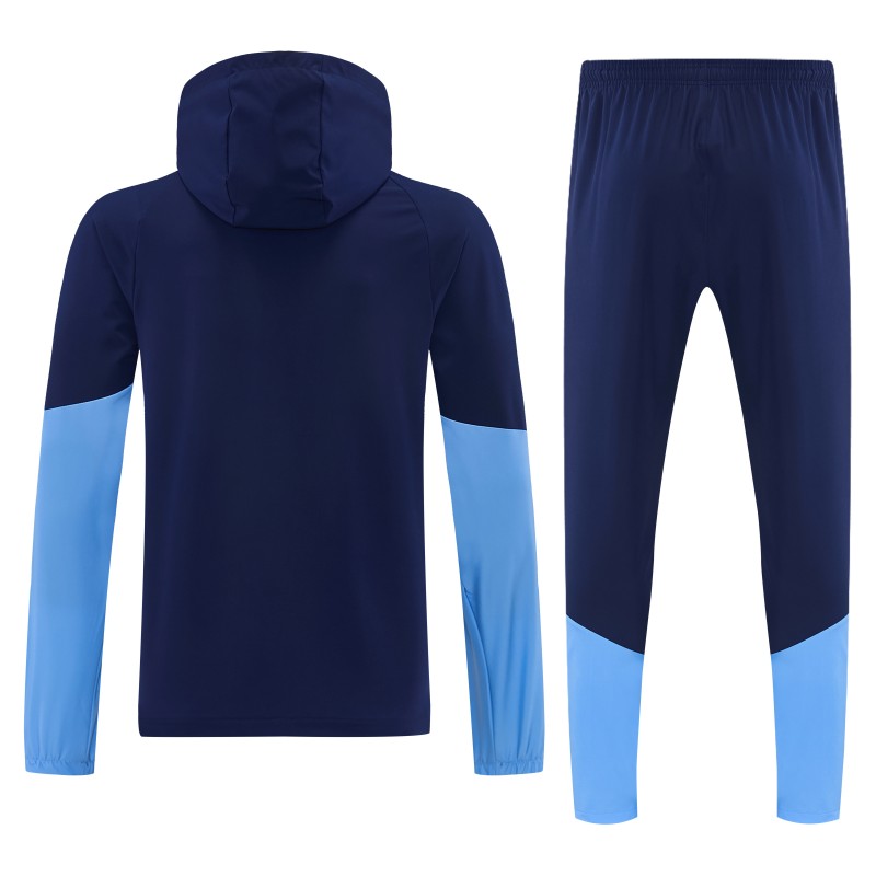 26/27 Argentina  Navy Blue Full Zipper Hooded Jacket Tracksuit + Long Pants