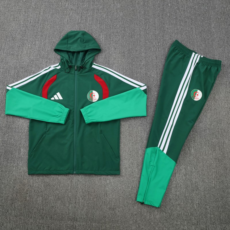 26/27  Algeria Dark Green & Light Green Full Zipper Hooded Jacket Tracksuit + Long Pants