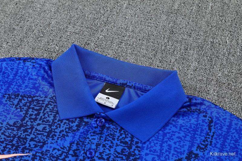 26/27  France  Blue Polo Training Shirt + Long Pants Tracksuit