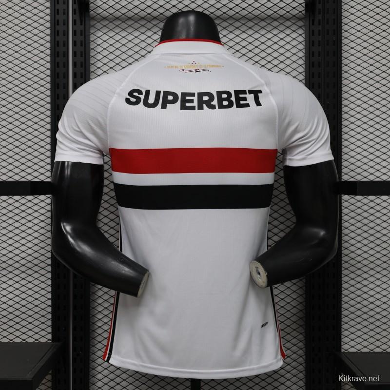 Player Version 26/27  São Paulo FC White with Red and Black Horizontal Stripes Jersey