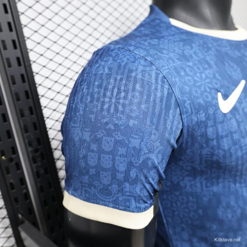 Player Version 2027 Portugal Away Blue with Jacquard Pattern Jersey