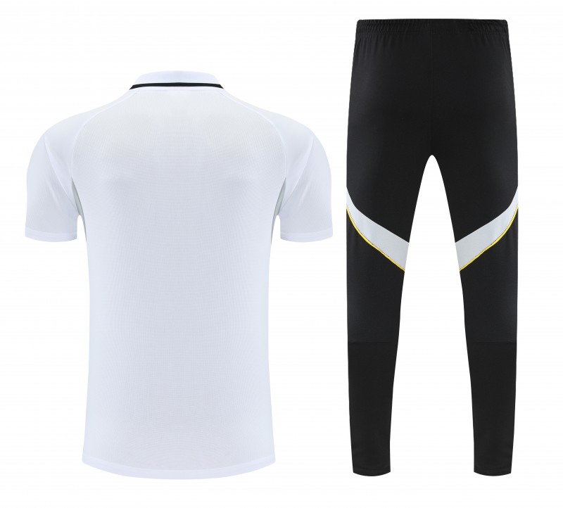 26/27 Real Madrid White Polo Training Shirt + Black Long Pants Tracksuit