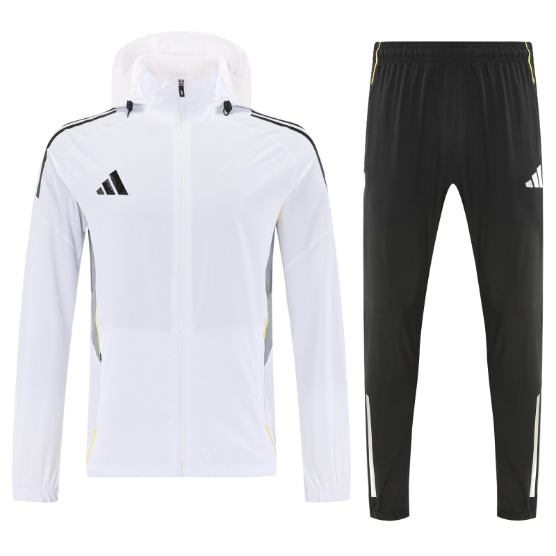26/27 Adidas White Full Zipper Hooded Jacket Tracksuit + Long Pants